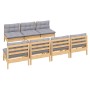 Juego de muebles de jardín 8 pzas y cojines madera pino gris de , Conjuntos de jardín - Ref: Foro24-3096135, Precio: 616,06 €...