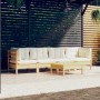 Muebles de jardín 5 pzas y cojines madera maciza de pino crema de , Conjuntos de jardín - Ref: Foro24-3096154, Precio: 389,80...
