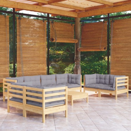 Juego de muebles de jardín 9 pzas y cojines madera maciza pino de , Conjuntos de jardín - Ref: Foro24-3096273, Precio: 740,83...