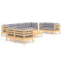 Juego de muebles de jardín 9 pzas y cojines madera maciza pino de , Conjuntos de jardín - Ref: Foro24-3096273, Precio: 740,83...