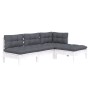 Muebles de jardín 4 pzas con cojines blanco madera de pino de , Conjuntos de jardín - Ref: Foro24-3096299, Precio: 334,36 €, ...