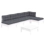 Muebles de jardín 6 pzas con cojines blanco madera de pino de , Conjuntos de jardín - Ref: Foro24-3096341, Precio: 476,59 €, ...