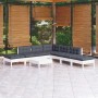 Muebles de jardín 8 pzas con cojines blanco madera de pino de , Conjuntos de jardín - Ref: Foro24-3096329, Precio: 623,20 €, ...
