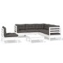 Muebles de jardín 6 pzas con cojines blanco madera de pino de , Conjuntos de jardín - Ref: Foro24-3096413, Precio: 525,67 €, ...