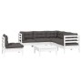 Muebles de jardín 6 pzas con cojines blanco madera de pino de , Conjuntos de jardín - Ref: Foro24-3096413, Precio: 525,67 €, ...