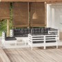 Muebles de jardín 9 pzas con cojines blanco madera maciza pino de , Conjuntos de jardín - Ref: Foro24-3096521, Precio: 778,14...