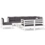 Muebles de jardín 9 pzas con cojines blanco madera maciza pino de , Conjuntos de jardín - Ref: Foro24-3096521, Precio: 778,14...