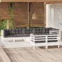 Muebles de jardín 9 pzas con cojines blanco madera maciza pino de , Conjuntos de jardín - Ref: Foro24-3096509, Precio: 778,14...