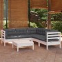 Muebles de jardín 6 pzas con cojines blanco madera maciza pino de , Conjuntos de jardín - Ref: Foro24-3096678, Precio: 525,67...