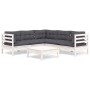 Muebles de jardín 6 pzas con cojines blanco madera maciza pino de , Conjuntos de jardín - Ref: Foro24-3096678, Precio: 525,67...