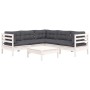 Muebles de jardín 6 pzas con cojines blanco madera maciza pino de , Conjuntos de jardín - Ref: Foro24-3096678, Precio: 525,67...
