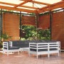 Muebles de jardín 10 pzas con cojines blanco madera maciza pino de , Conjuntos de jardín - Ref: Foro24-3096774, Precio: 907,6...