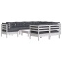 Muebles de jardín 10 pzas con cojines blanco madera maciza pino de , Conjuntos de jardín - Ref: Foro24-3096774, Precio: 907,6...