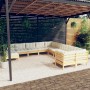 Muebles de jardín 11 piezas y cojines madera de pino crema de , Conjuntos de jardín - Ref: Foro24-3097055, Precio: 885,73 €, ...