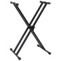 Set de soporte para teclado con doble refuerzo y taburete negro de vidaXL, Banquetas y taburetes - Ref: Foro24-70096, Precio:...
