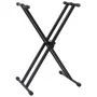 Set de soporte para teclado con doble refuerzo y taburete negro de vidaXL, Banquetas y taburetes - Ref: Foro24-70096, Precio:...