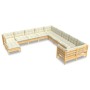 Muebles de jardín 11 piezas y cojines madera de pino crema de , Conjuntos de jardín - Ref: Foro24-3097055, Precio: 885,73 €, ...