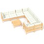 Muebles de jardín 9 piezas y cojines madera de pino crema de , Conjuntos de jardín - Ref: Foro24-3096977, Precio: 737,86 €, D...