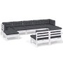 Muebles de jardín 9 pzas con cojines blanco madera de pino de , Conjuntos de jardín - Ref: Foro24-3097104, Precio: 728,44 €, ...