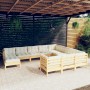 Muebles de jardín 11 piezas y cojines madera de pino crema de , Conjuntos de jardín - Ref: Foro24-3097043, Precio: 885,73 €, ...