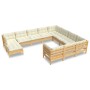 Muebles de jardín 11 piezas y cojines madera de pino crema de , Conjuntos de jardín - Ref: Foro24-3097043, Precio: 885,73 €, ...