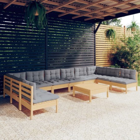 Juego de muebles de jardín 11 pzas y cojines madera maciza pino de , Conjuntos de jardín - Ref: Foro24-3097192, Precio: 816,2...