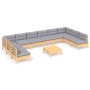 Juego de muebles de jardín 11 pzas y cojines madera maciza pino de , Conjuntos de jardín - Ref: Foro24-3097192, Precio: 816,2...