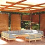 Muebles de jardín 13 pzas y cojines madera maciza de pino gris de , Conjuntos de jardín - Ref: Foro24-3097228, Precio: 944,74...