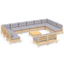 Muebles de jardín 13 pzas y cojines madera maciza de pino gris de , Conjuntos de jardín - Ref: Foro24-3097228, Precio: 944,74...