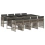 Set comedor jardín 9 pzas y cojines ratán sintético gris en Conjuntos de jardín | Comprar online en Foru.es