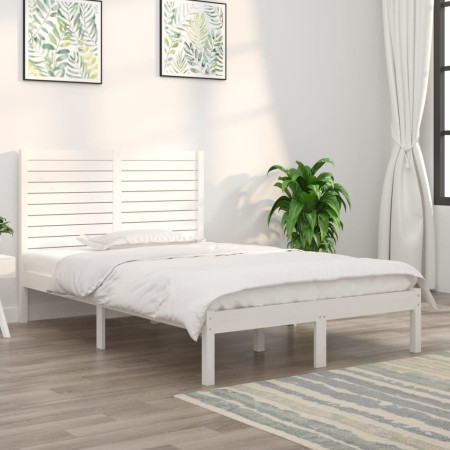 Estructura de cama doble pequeña madera maciza blanca 120x190cm de , Camas y somieres - Ref: Foro24-3104579, Precio: 145,76 €...
