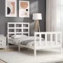 White solid wood bed frame with headboard 90x190 cm by , Beds and slatted bases - Ref: Foro24-3192067, Price: 99,00 €, Discou...
