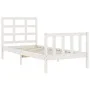 White solid wood bed frame with headboard 90x190 cm by , Beds and slatted bases - Ref: Foro24-3192067, Price: 99,00 €, Discou...