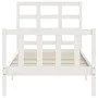 White solid wood bed frame with headboard 90x190 cm by , Beds and slatted bases - Ref: Foro24-3192067, Price: 99,00 €, Discou...