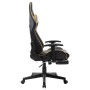 Silla de gaming con reposapiés cuero sintético negro y dorado en Sillas gaming | Comprar online en Foru.es