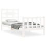 Estructura de cama con cabecero madera maciza blanco de , Camas y somieres - Ref: Foro24-3192522, Precio: 103,75 €, Descuento: %