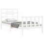 Estructura de cama con cabecero madera maciza blanco de , Camas y somieres - Ref: Foro24-3192522, Precio: 103,75 €, Descuento: %