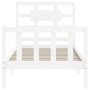 Estructura de cama con cabecero madera maciza blanco de , Camas y somieres - Ref: Foro24-3192522, Precio: 103,75 €, Descuento: %