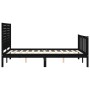 Estructura cama de matrimonio con cabecero madera maciza negro de , Camas y somieres - Ref: Foro24-3193185, Precio: 201,24 €,...
