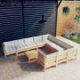 Muebles de jardín 11 piezas y cojines madera de pino crema de , Conjuntos de jardín - Ref: Foro24-3097001, Precio: 885,73 €, ...