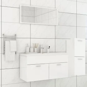 Juego de muebles de baño madera de ingeniería blanco brillo de , Muebles de baño - Ref: Foro24-3071204, Precio: 286,20 €, Des...
