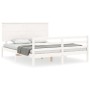 Estructura de cama matrimonio con cabecero madera maciza blanco de , Camas y somieres - Ref: Foro24-3195227, Precio: 159,60 €...