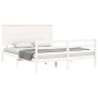 Estructura de cama matrimonio con cabecero madera maciza blanco de , Camas y somieres - Ref: Foro24-3195227, Precio: 159,60 €...