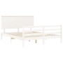 Estructura de cama matrimonio con cabecero madera maciza blanco de , Camas y somieres - Ref: Foro24-3195227, Precio: 159,60 €...