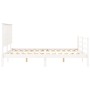 Estructura de cama matrimonio con cabecero madera maciza blanco de , Camas y somieres - Ref: Foro24-3195227, Precio: 159,60 €...