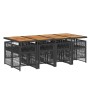 Set de comedor de jardín 9 pzas y cojines ratán sintético negro en Conjuntos de jardín | Comprar online en Foru.es
