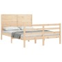 Estructura de cama con cabecero madera maciza 140x200 cm de , Camas y somieres - Ref: Foro24-3195026, Precio: 157,59 €, Descu...