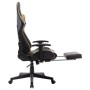 Silla de gaming con reposapiés cuero sintético negro y dorado en Sillas gaming | Comprar online en Foru.es