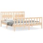 Estructura de cama de matrimonio con cabecero madera maciza de , Camas y somieres - Ref: Foro24-3192441, Precio: 165,99 €, De...