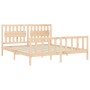 Estructura de cama de matrimonio con cabecero madera maciza de , Camas y somieres - Ref: Foro24-3192441, Precio: 165,99 €, De...